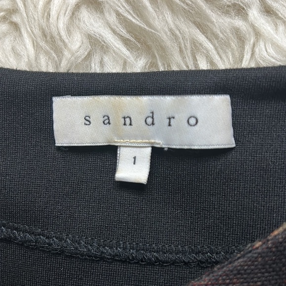 Sandro Santa Fe Ria Sheath Dress Wool Leather Zip Sleeves Womens size 1 small - Picture 8 of 11
